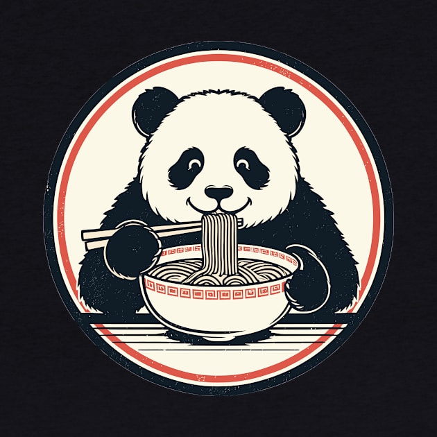 Panda Eating Ramen Retro by PhotoSphere